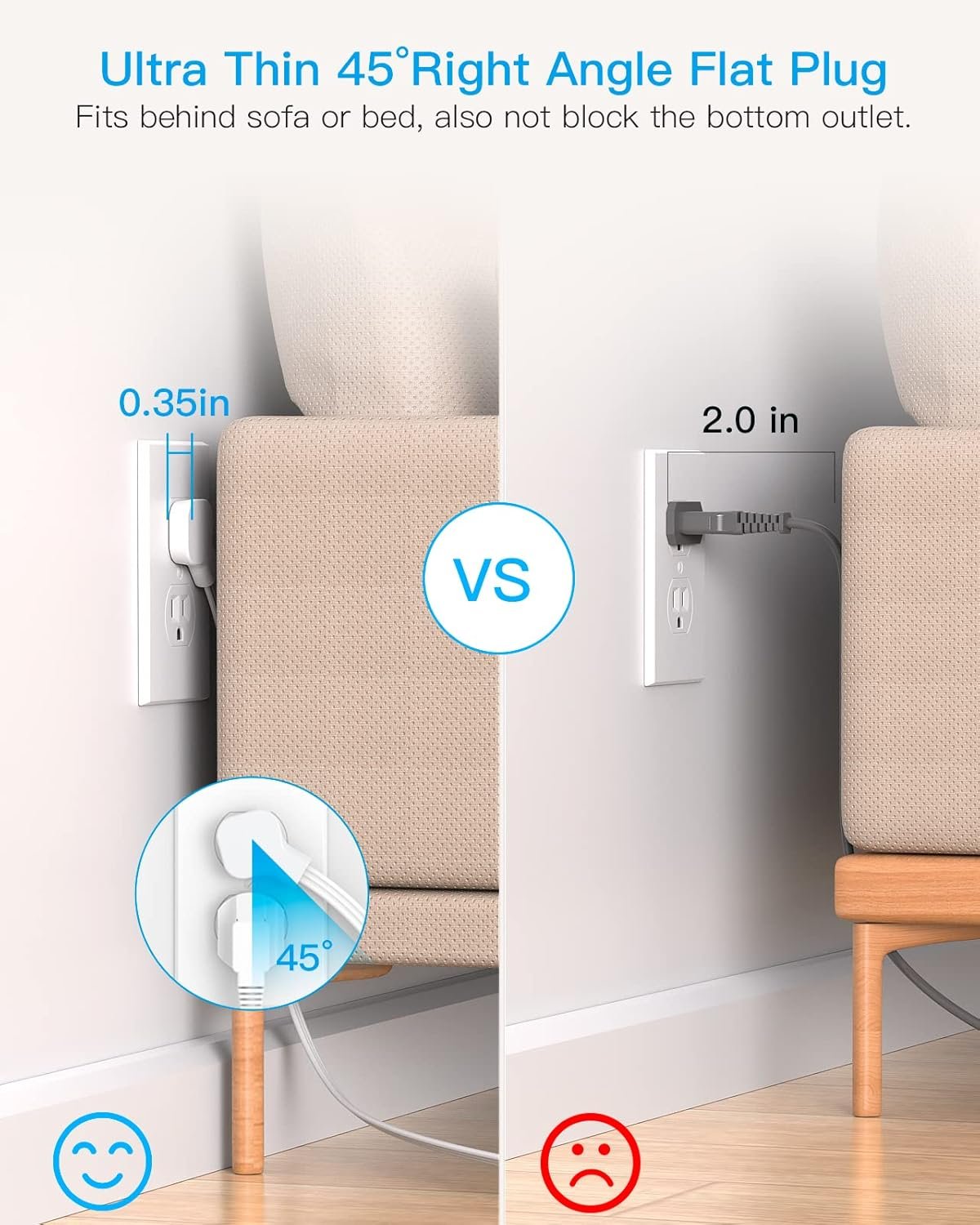 Surge Protector Power Strip, HANYCONY Extension Co... - Image 4